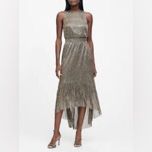 METALLIC HIGH-LOW DRESS